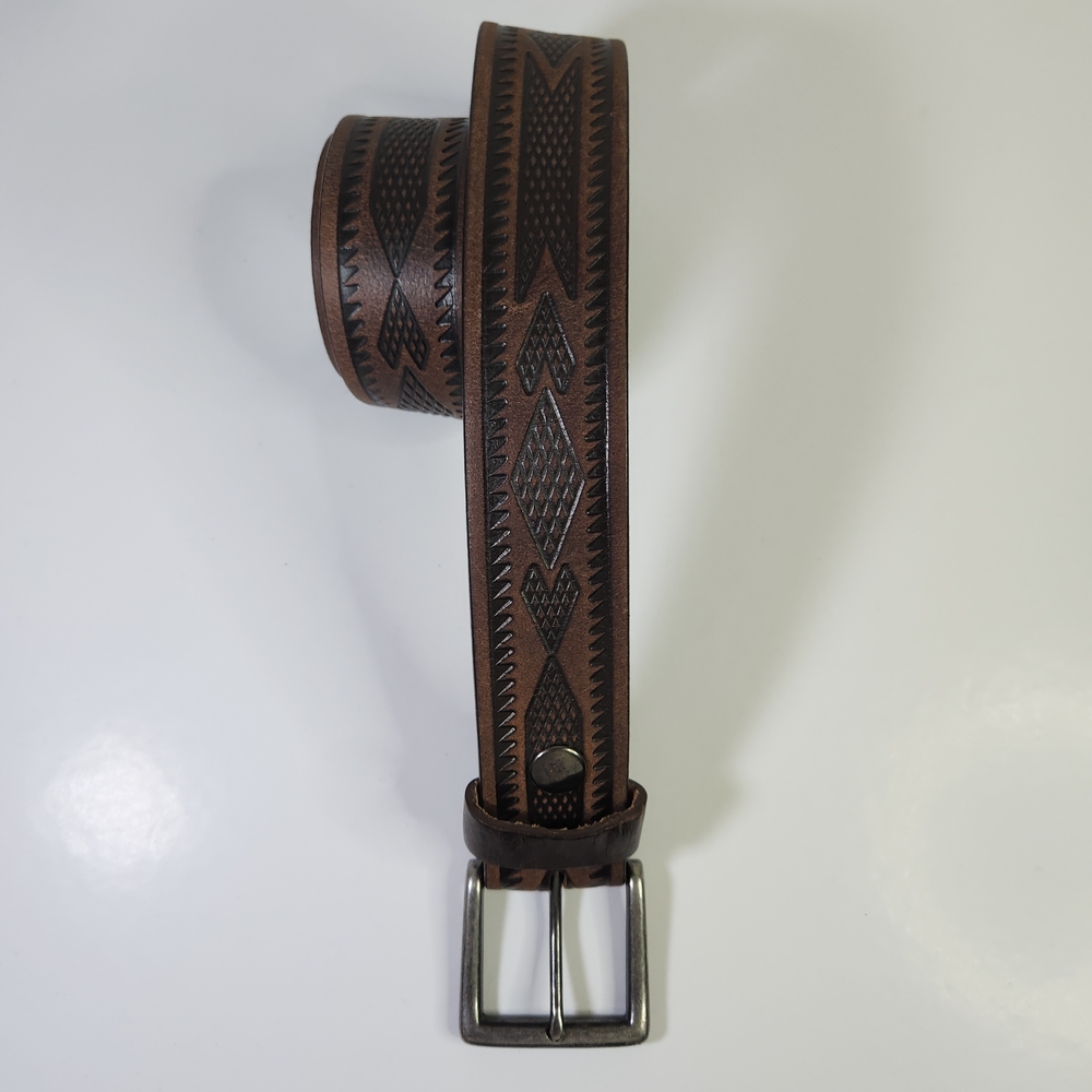 Leather Belt Brown Patterned Leather Belt